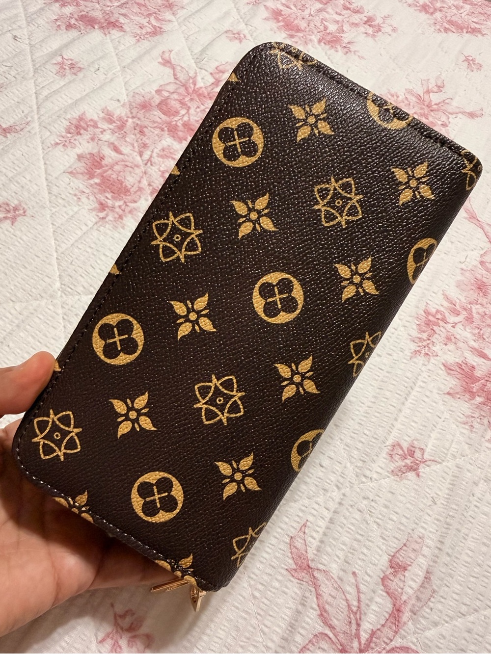 Brown Floral Print Zip-Around Inspired Wallet - Picture 2 of 5